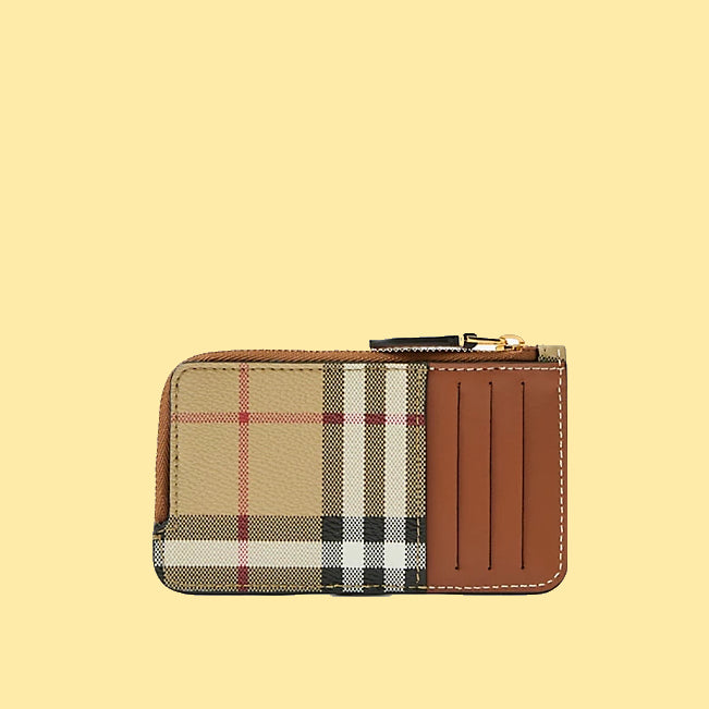 Burberry Check Zip Card Case