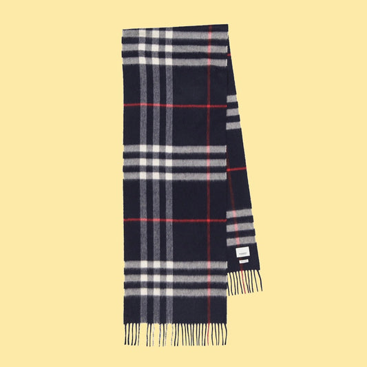 Burberry Classic Check Cashmere Scarf - Navy