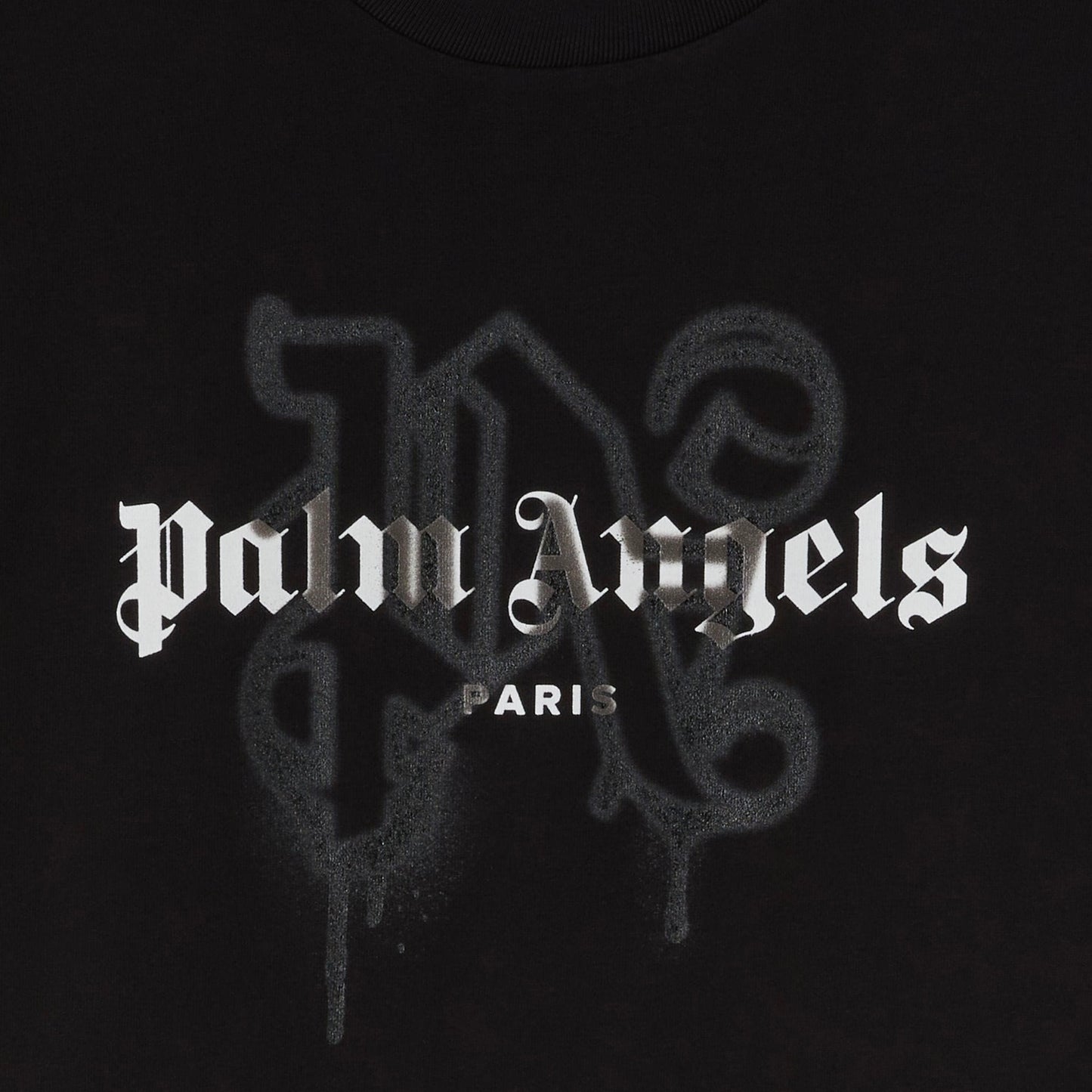 Palm Angels Paris Sprayed Monogram Logo T-Shirt - Black/Black