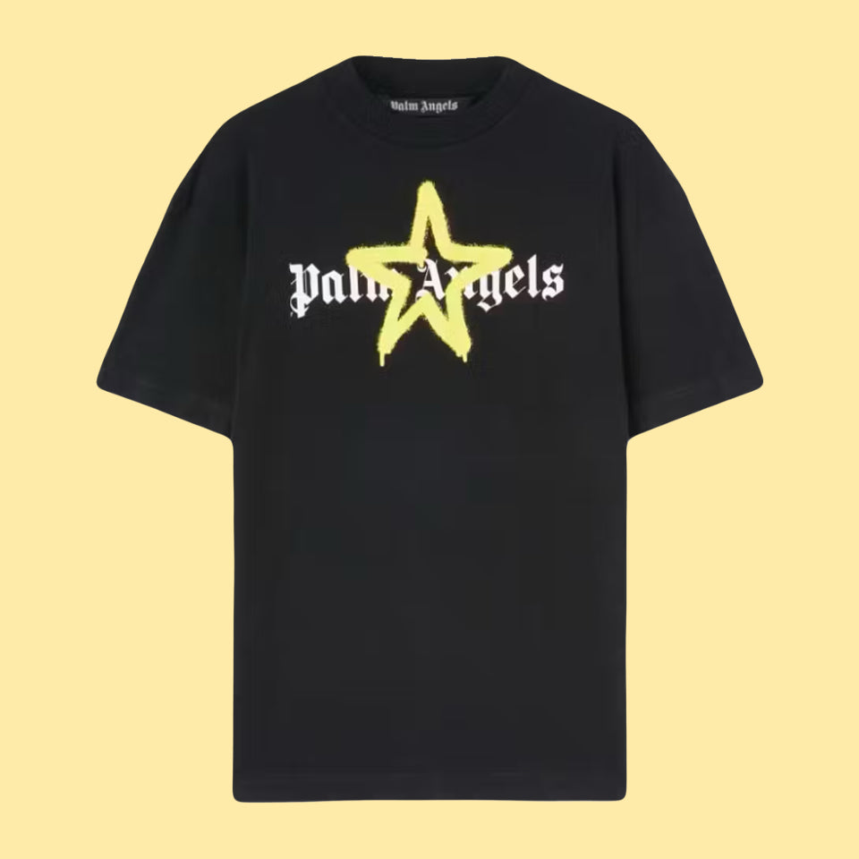 Palm Angels Star Sprayed T-Shirt - Black/Yellow