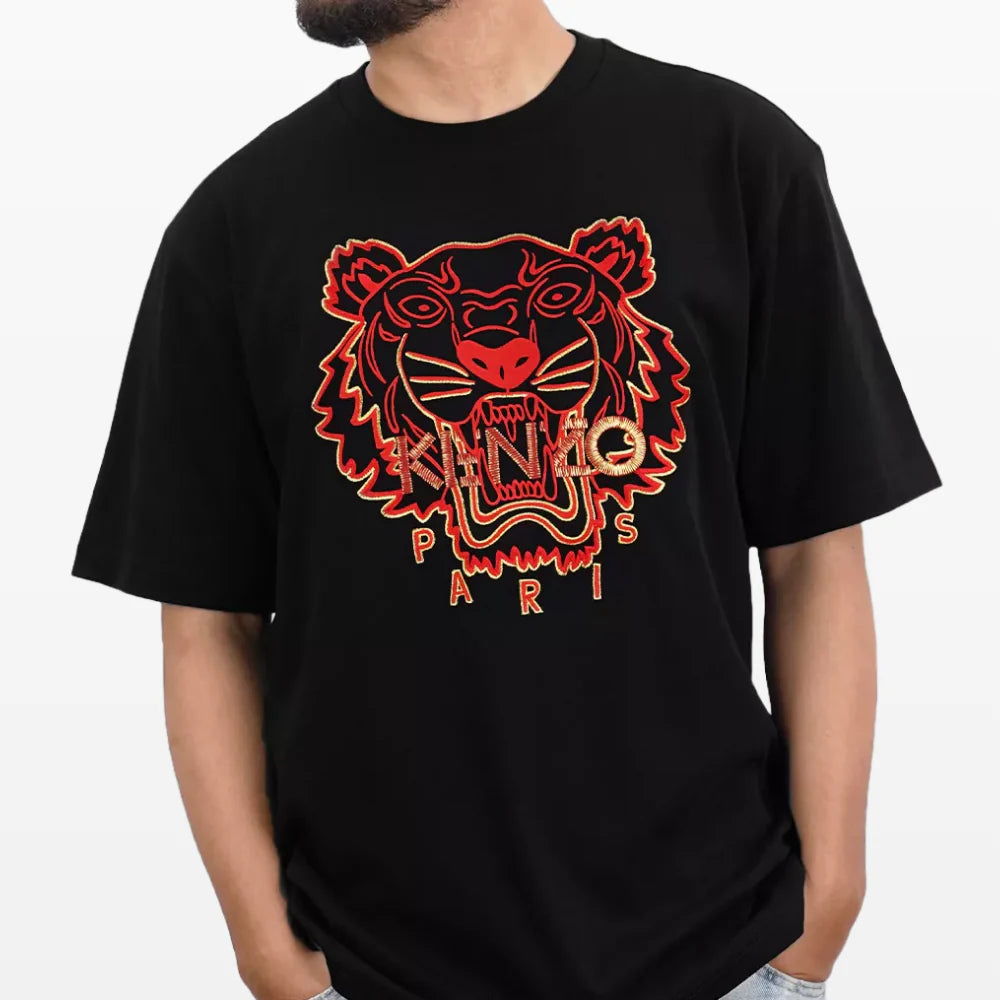 Kenzo Embroidered Tiger T-Shirt - Black/Red/Gold