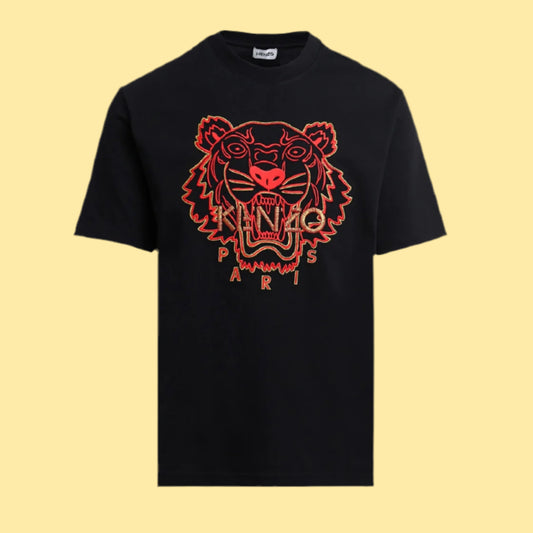 Kenzo Embroidered Tiger T-Shirt - Black/Red/Gold