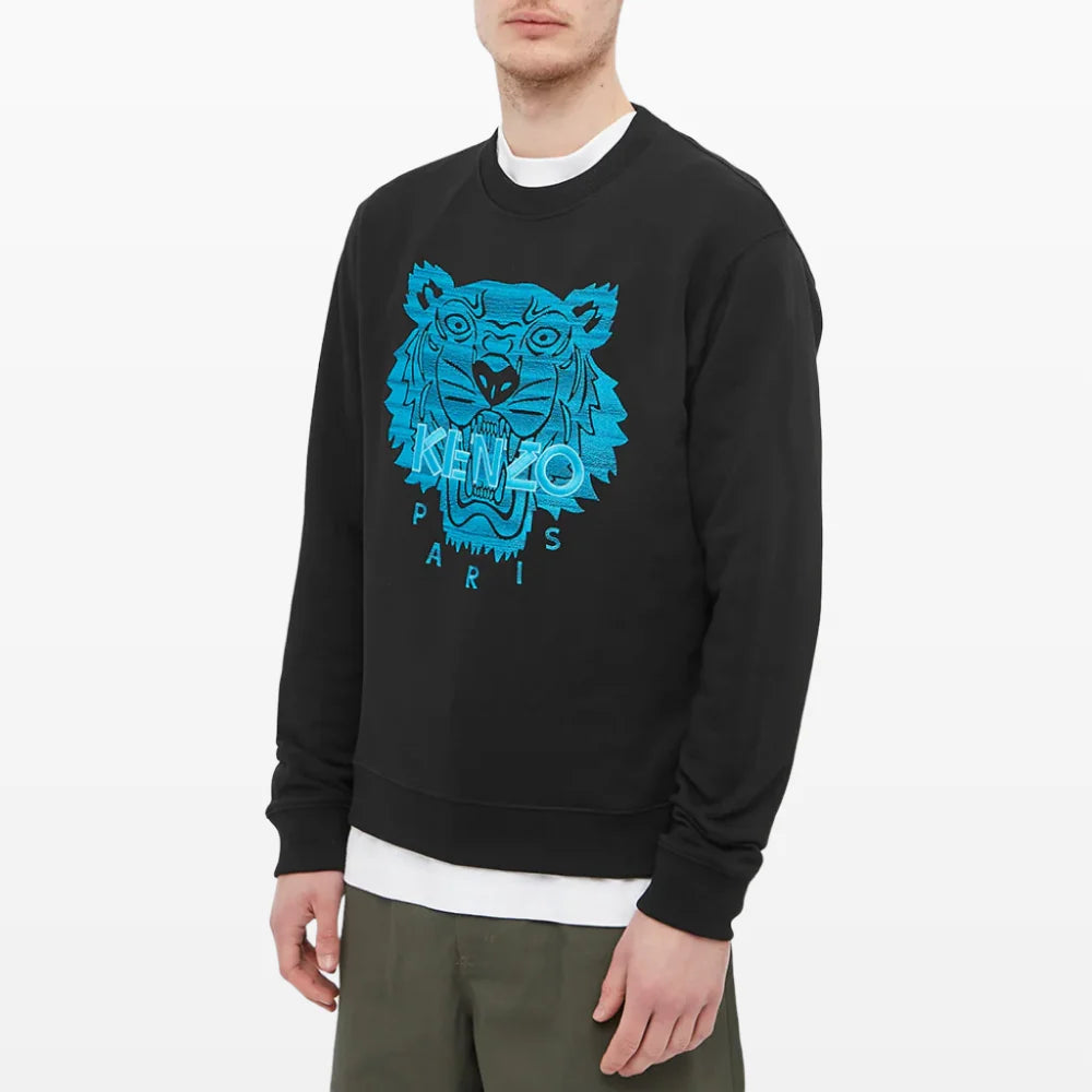 Kenzo Tiger Sweatshirt - Black/ Neon Blue