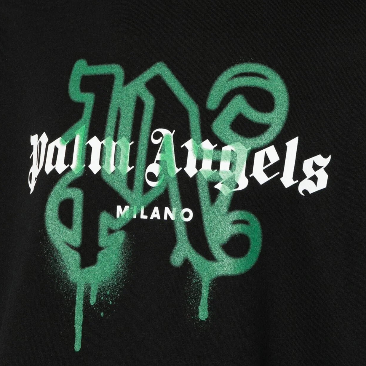 Palm Angels Milano Sprayed Monogram Logo T-Shirt - Black/Green