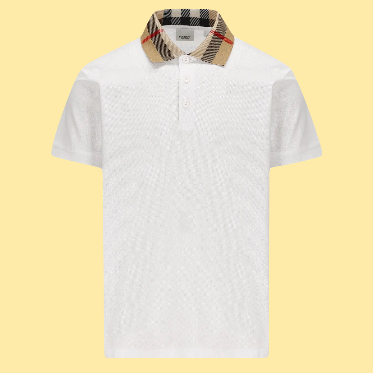 Burberry Checkered Short Sleeve Polo Shirt - White