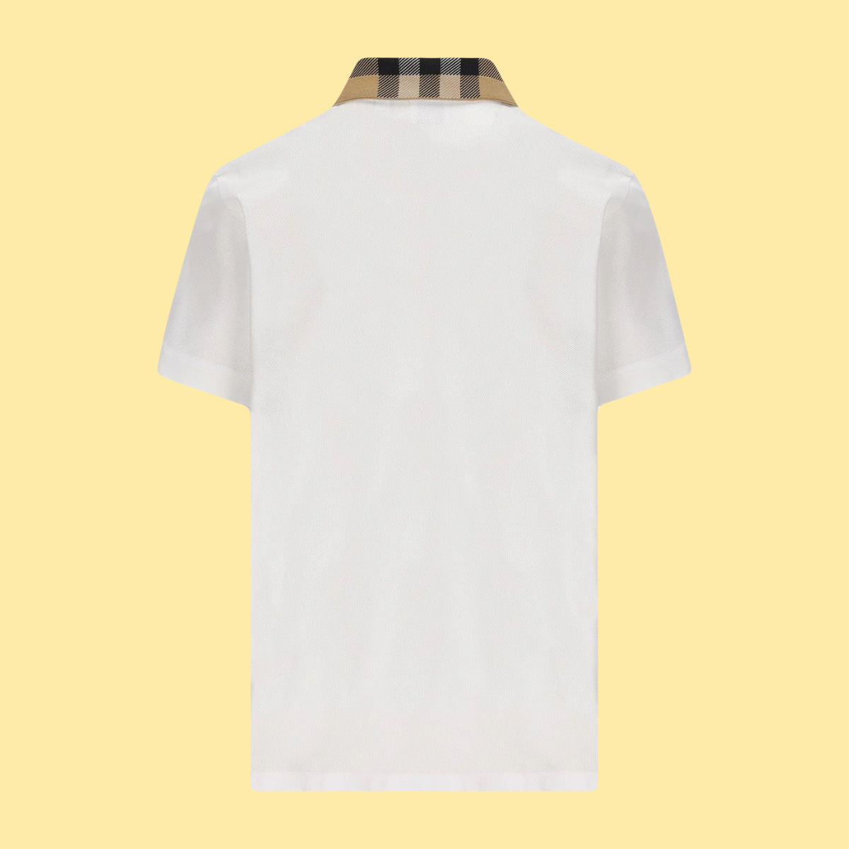 Burberry Checkered Short Sleeve Polo Shirt - White