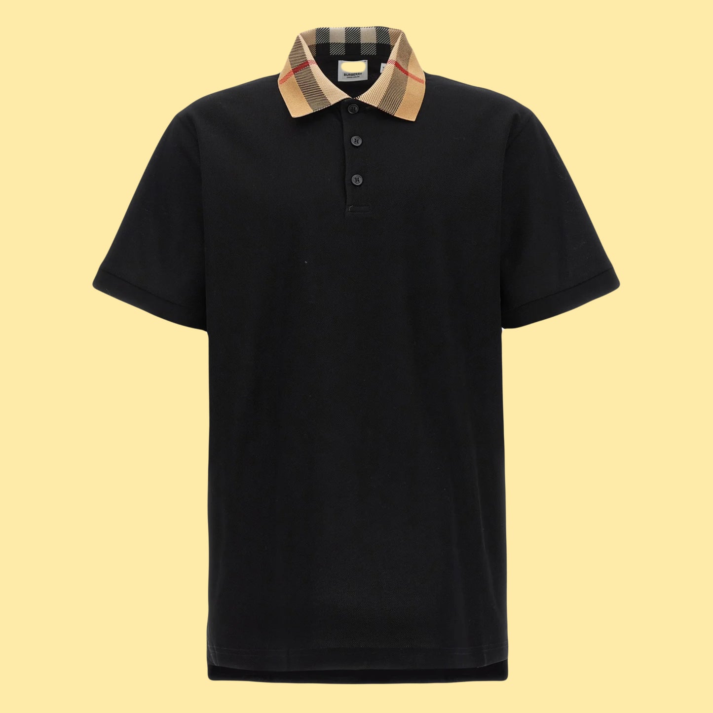 Burberry Checkered Short Sleeve Polo Shirt - Black