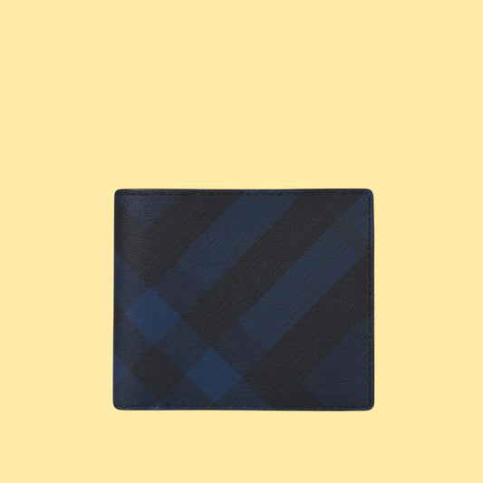 Burberry Check Bifold Wallet - Navy