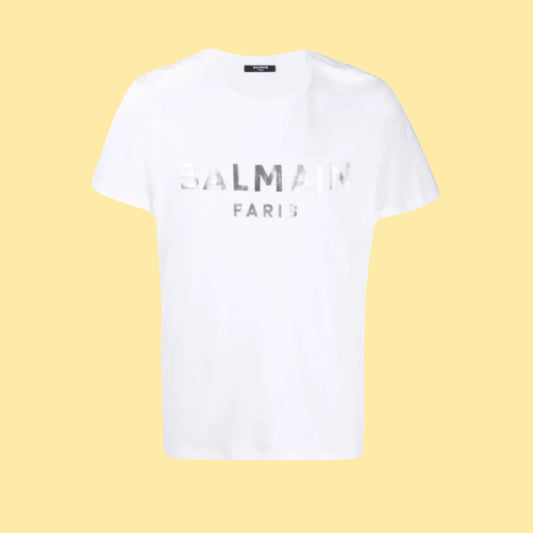 Balmain Logo Print T-shirt - White/Silver