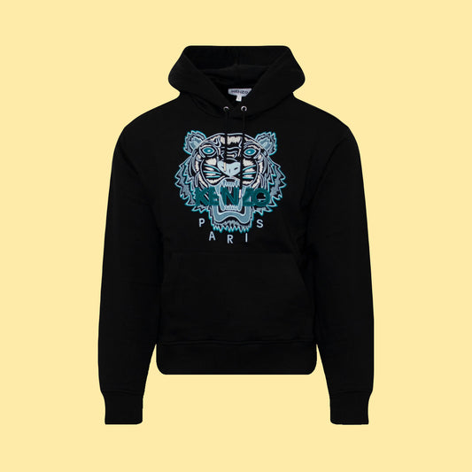 Kenzo Tiger Hoodie - Black/Aqua