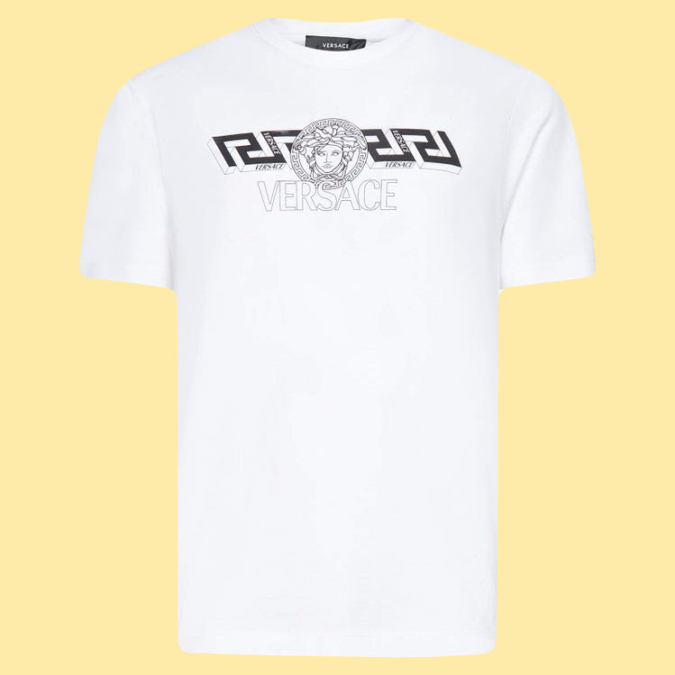 Versace La Greca Logo Print T-Shirt - White/Black