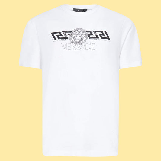 Versace La Greca Logo Print T-Shirt - White/Black