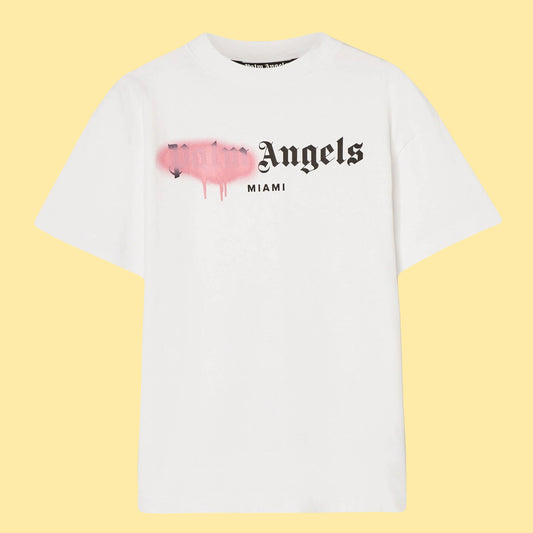 Palm Angels Miami Spray T-Shirt - White/Pink