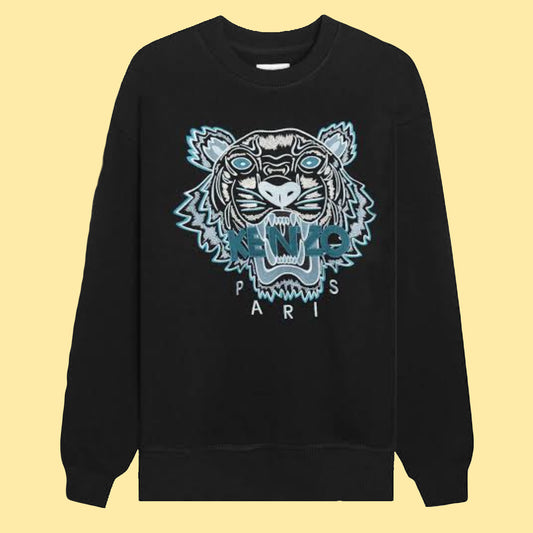 Kenzo Tiger Sweatshirt - Black/Aqua