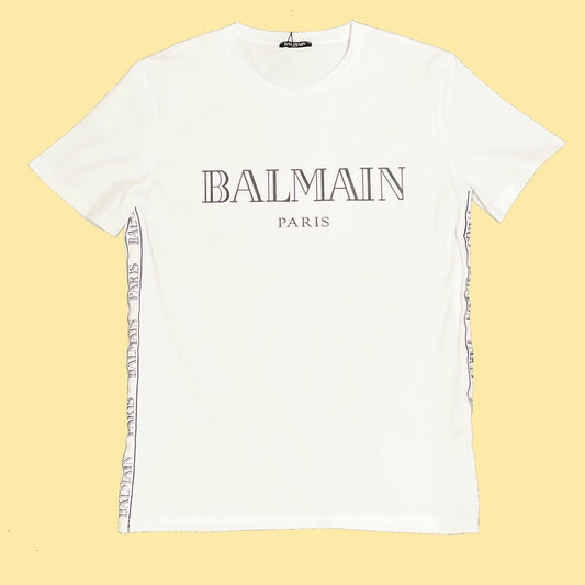 Balmain Logo Print T-Shirt - White/Black